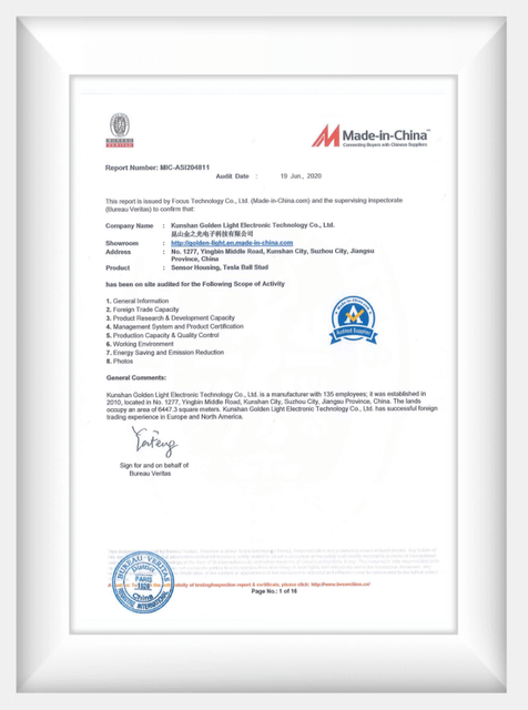 certificates on sensor tech